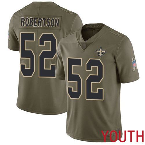 New Orleans Saints Limited Olive Youth Craig Robertson Jersey NFL Football 52 2017 Salute to Service Jersey